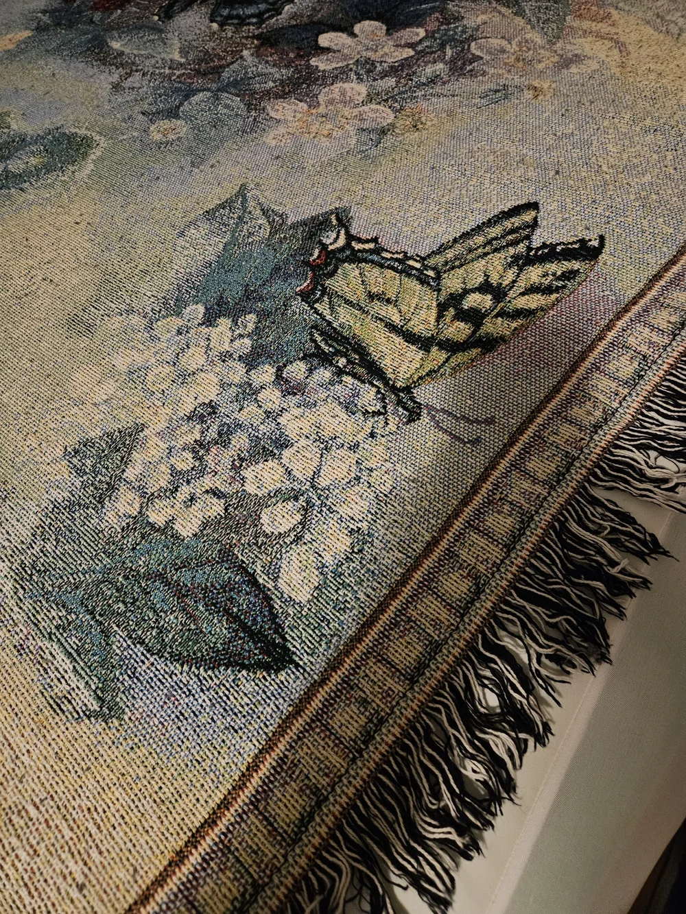 Lena Liu Butterfly Harmony & Flowers Tapestry Afghan Throw Blanket